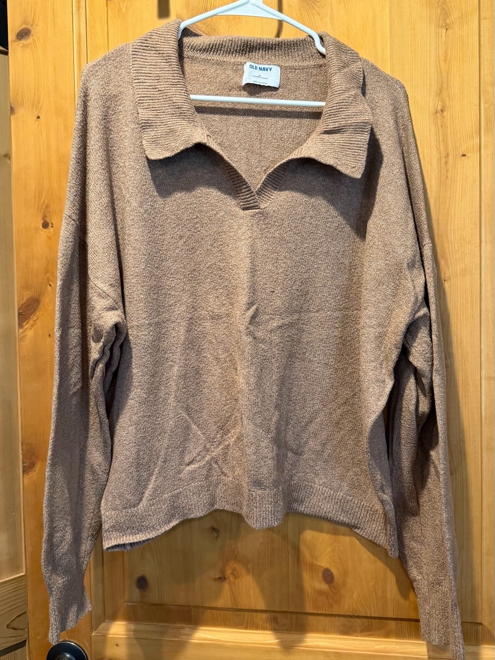 Old Navy V-Neck Collared Pullover Sweater - Light Brown